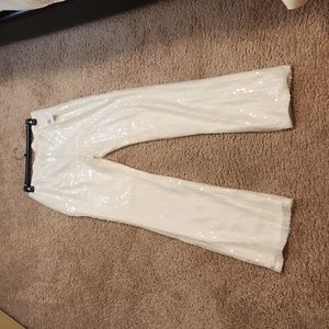 White sequin pants